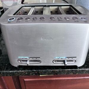 Breville Silver 4-Slice Toaster Stainless Steel Multi Settings Bagels/Defrost GC